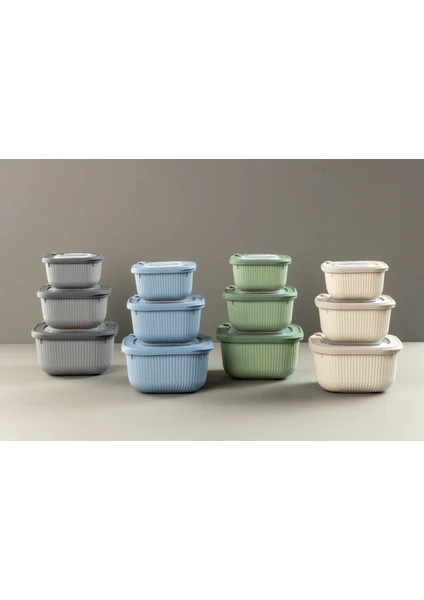 3'lü Kapağıyla Birlikte Mikrodalgaya Uyumlu Saklama Kabı Set 1X600 1X1100 1X1800