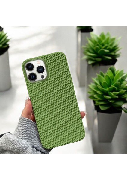 Dokuma Desenli Silikon Apple iPhone 15 Plus Kılıf Turkuaz