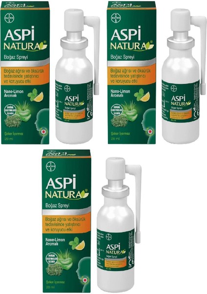 Aspinatura Nane & Limon Boğaz Spreyi 20 ml 3 Adet