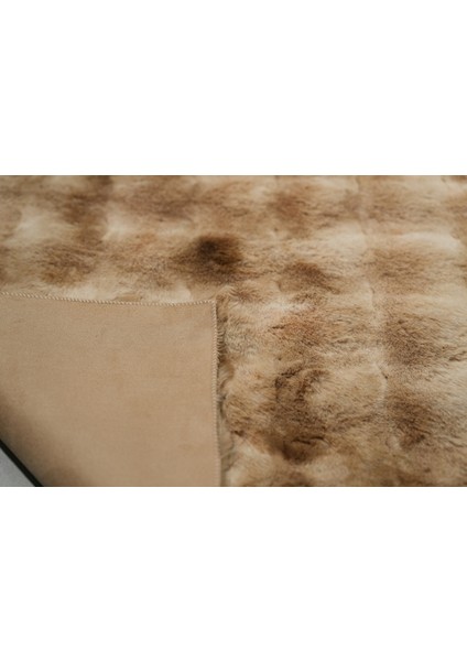 Bubble Tavşan Tüyü, Kaymaz Süet Taban, Süper Soft, Ultra Lüks, Yıkanabilir Halı Eskitme Camel