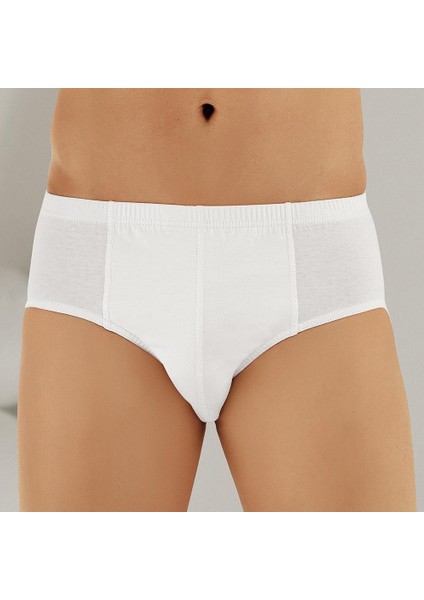 E009 6'lı Paket Erkek %100 Pamuk Beyaz Slip Külot M