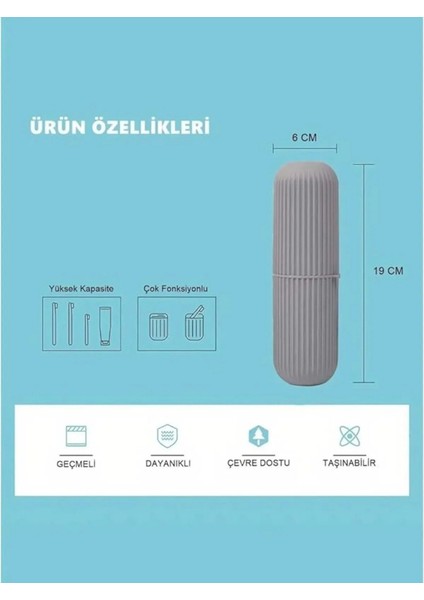 Plastivam 2 Adet Diş Fırçalık Seyahat Smart Saklama Kabı Çok Amaçlı Organizer