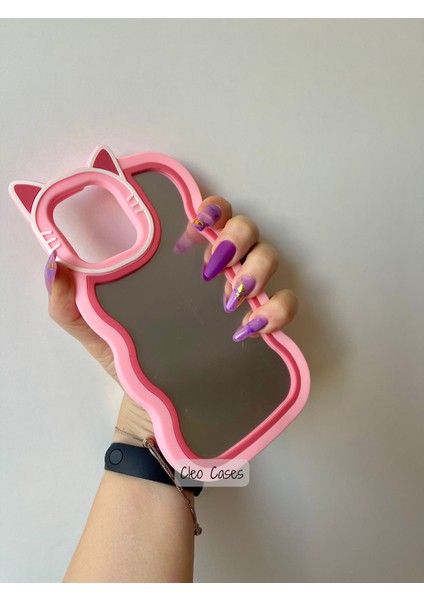 Aynalı Kedi Figürlü iPhone 12 Pro Max Uyumlu Kılıf