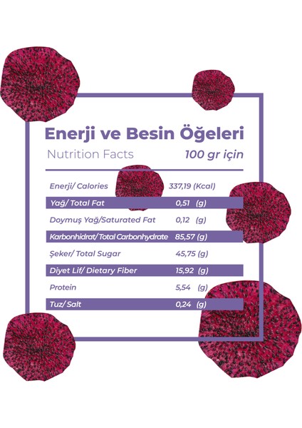 Ejder Meyvesi Kurusu - Cips Ejder Meyvesi (Şekersiz) - Kuru Meyve Kıtırı 25 Gram Anamour Natural