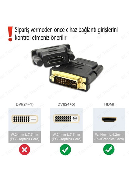 HDMI To DVI 24+5 DVI To HDMI Kablo Altın Uçlu Hdmı-Dvı Kablosu Erkek Tv Hd Pc Projektör Aparat