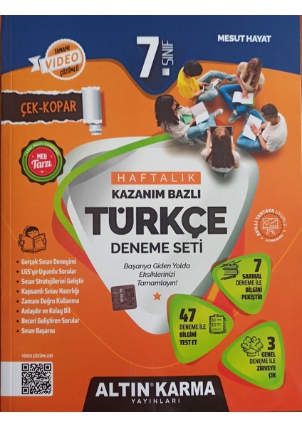 7. Sınıf Türkçe Haftalık Kazanım Deneme Seti