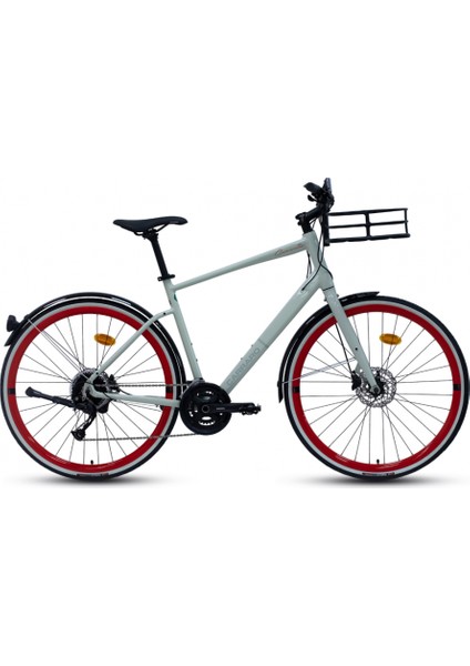 Commuter 28" 18-V Hd Çimento Grisi-Kırmızı 48CM Şehir Tur Bisikleti