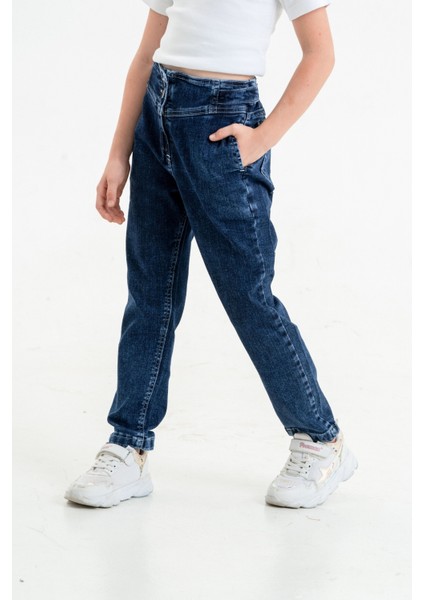 Kız Çocuk Korsajlı Kot Pantolon G2133