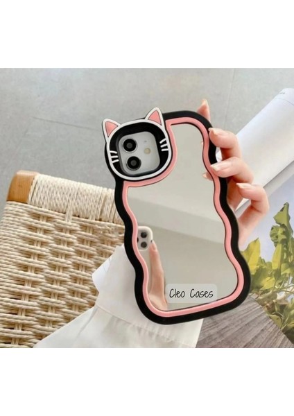 Aynalı Kedi Figürlü iPhone 13 Pro Uyumlu Kılıf