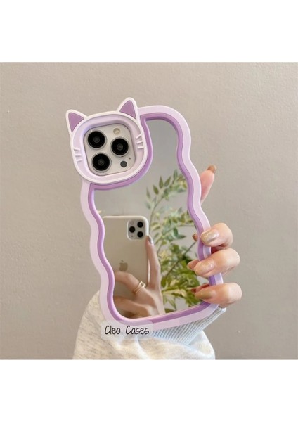 Aynalı Kedi Figürlü iPhone 13 Pro Uyumlu Kılıf