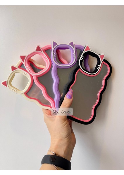 Aynalı Kedi Figürlü iPhone 13 Pro Uyumlu Kılıf