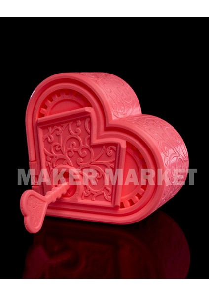 Çark Kilitli Kalpli Hediyelik Kutu - 10X12X6 cm Özel Tasarım Takı ve Hediye Saklama Kutusu (Romantik ve Dekoratif Kırmızı Kutu) fırsatları