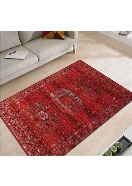 7/24 Retro Tarzı 120 x 180 Toz Barındırmaz Viskon Halı 0262-BORDO fiyatları
