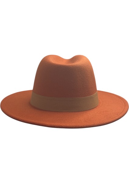 Kışlık Kaşe Keçe Fedora, Erkek Kadın Fötr Şapka, Kovboy Şapka- Turuncu fiyatları