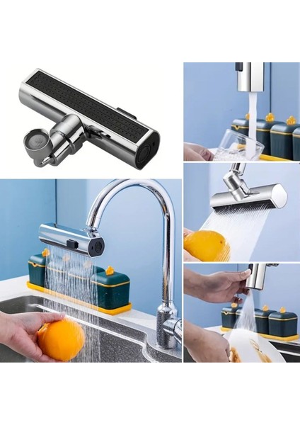 Buffer® 3 Farklı Modlu Çok Amaçlı Musluk Adaptörü Evrensel Musluk Başlığı Şelale Musluk