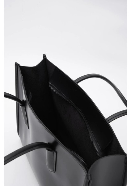 Siyah Fermuarlı Suni Deri Büyük Boy Omuz Çantası indirimleri