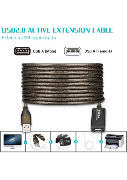 USB Extension Cipli Cabble USB Uzatma Kablosu Uzatıcı Ara Kablosu Dişi Erkek High Speed Kablo 25 Metre