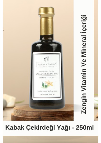 Soğuk Sıkım Kabak Çekirdeği Yağı 250 ml Yerli Üretim, Omega 3 & 6, Vitamin ve Mineral Zengini