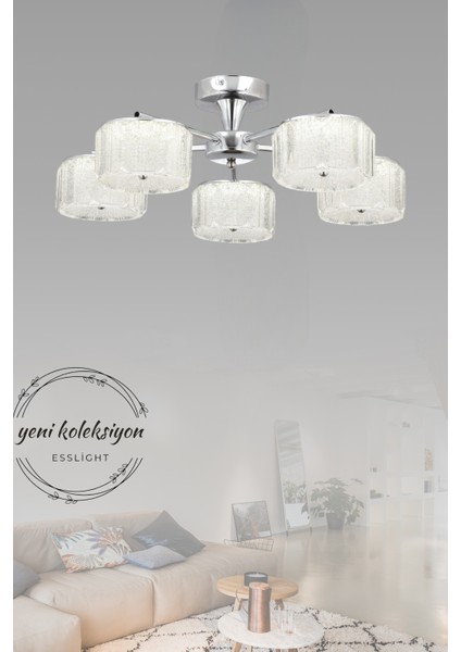 Mercan 5'li Modern 3 Renk'li Led'li Plafonyer Avize