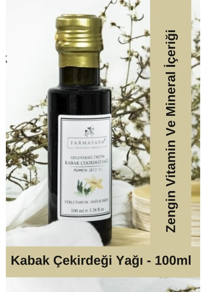Soğuk Sıkım Kabak Çekirdeği Yağı 100 ml Yerli Üretim, Omega 3 & 6, Vitamin ve Mineral Zengini