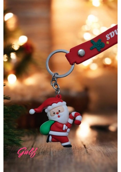 Noel Baba Yılbaşı Şeker Temalı 3D Silikon Anahtarlık