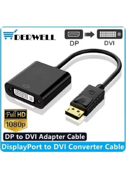 Displayport To DVI Kablosu Adaptörü Ekran Portu Dp DVI Dönüştürücü Hd 1080P Çevirici Cabble Kablo