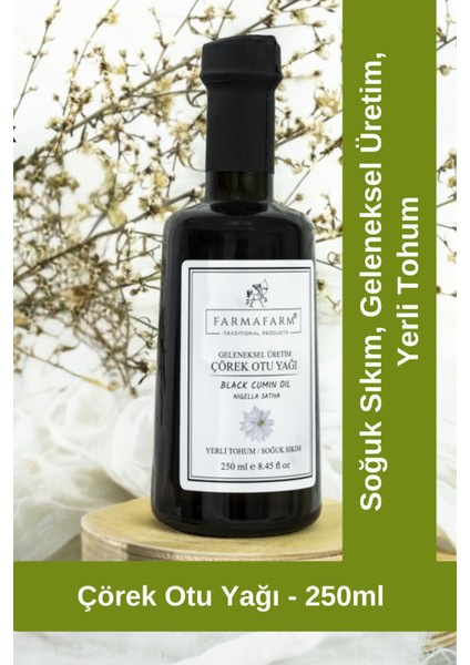 Soğuk Sıkım Çörek Otu Yağı 250 ml Yerli Ürün, Ata Tohumu, Geleneksel Üretim, Bitkisel Yağ