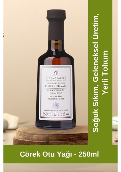 Soğuk Sıkım Çörek Otu Yağı 250 ml Yerli Ürün, Ata Tohumu, Geleneksel Üretim, Bitkisel Yağ fiyatları