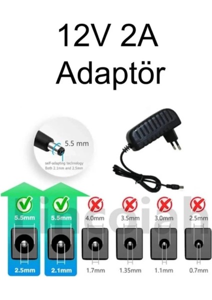 Umut Bilişim Teknolojileri_kaliteli Sağlam Arayanlar Için 12V 2A Mini Hd ve Sd Uydu Alıcıları Adaptörü (5.5x2.5mm Uçlu)