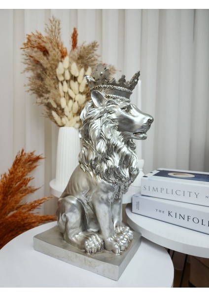 Eskitme Aslan Kral 35 cm Dekoratif Biblo