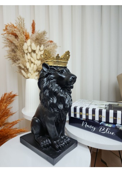 Siyah Aslan Kral 35 cm Dekoratif Biblo