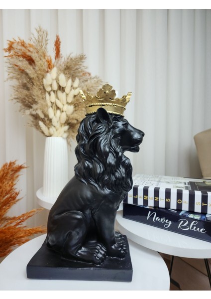 Siyah Aslan Kral 35 cm Dekoratif Biblo