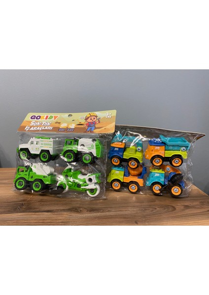 Oyuncak Arabalar 4lü Iş Makineleri-2li SET(8ARAÇ)