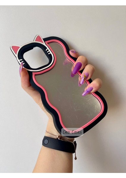 Aynalı Kedi Figürlü iPhone 14 Pro Uyumlu Kılıf