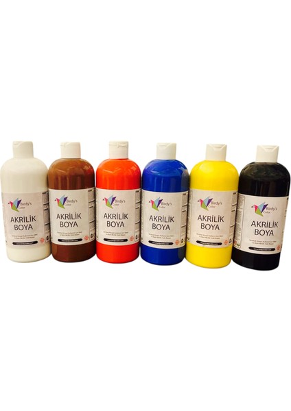 Birdy's Color Akrilik Boya 6'lı Set 6X500GR - Ana Renkler