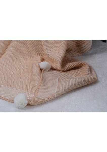 Menekşe 10 Ponpon Triko Örgülü Tv Battaniyesi 130 x 170 | Koltuk Örtüsü - Bacak Şalı-Koltuk Dekoru Somon fiyatları