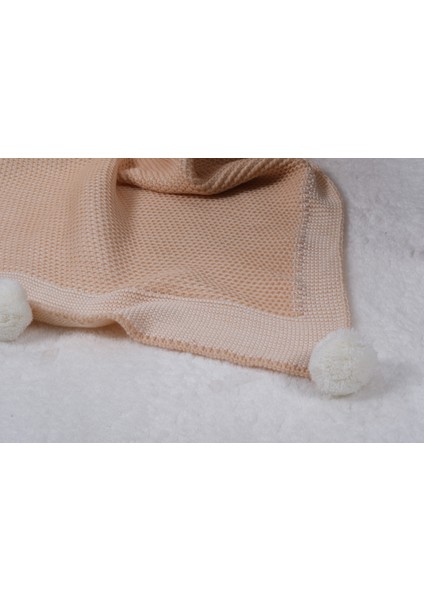 Menekşe 10 Ponpon Triko Örgülü Tv Battaniyesi 130 x 170 | Koltuk Örtüsü - Bacak Şalı-Koltuk Dekoru Somon modelleri