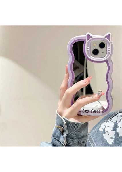 Aynalı Kedi Figürlü iPhone 14 Pro Max Uyumlu Kılıf