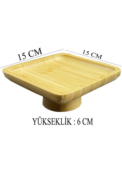 Bambu Ayaklı Servis Tabağı 15/17 cm Mini Ikramlık Sunumluk