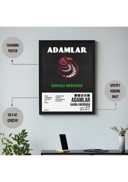Adamlar - Kahırlı Merdiven Albüm Spotify Çerçeveli Poster Tablo