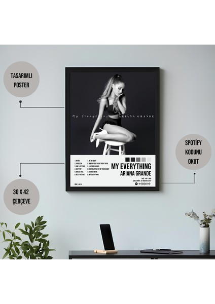 Ariana Grande - My Everything Albüm Spotify Çerçeveli Poster Tablo fiyatları