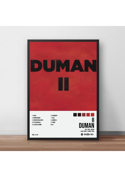Duman 2 Albüm Spotify Çerçeveli Poster Tablo