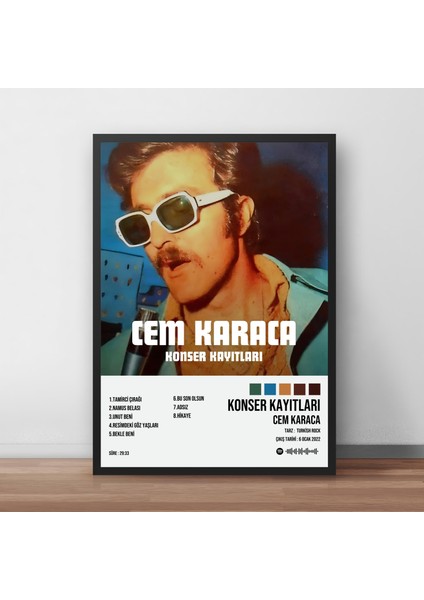 Cem Karaca Konser Kayıtları 1. Albüm Spotify Çerçeveli Poster Tablo