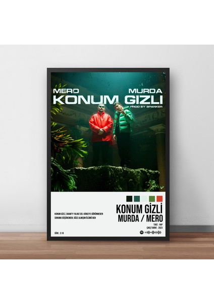 Murda & Mero - Konum Gizli Spotify Çerçeveli Poster Tablo