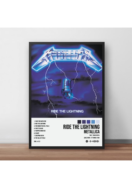 Metallica - Ride The Lightning Albüm Albüm Spotify Çerçeveli Poster Tablo