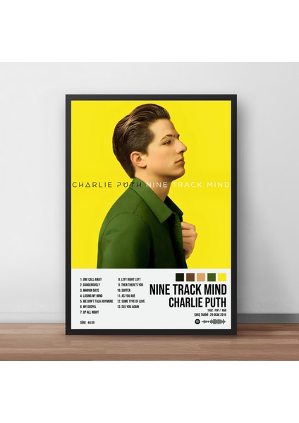 Charlie Puth - Nine Track Mind Albüm / Çerçeveli Poster Tablo