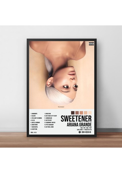 Ariana Grande - Sweetener Albüm Spotify Çerçeveli Poster Tablo