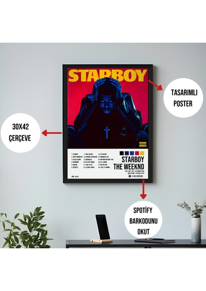 The Weeknd - Starboy / Çerçeveli Poster Tablo