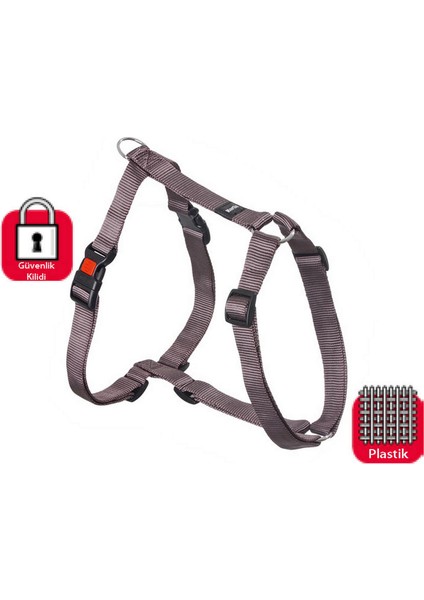 Kilitli Göğüs Tasma L 65-100 cm Gri