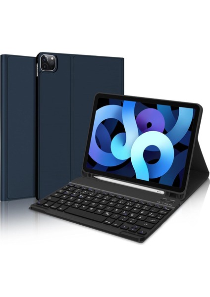 Apple iPad Pro 11 Inç 2024 M4 Klavyeli Kılıf Kalem Bölmeli Bluetooth Özellikli Stand Türkçe Q Keyboard